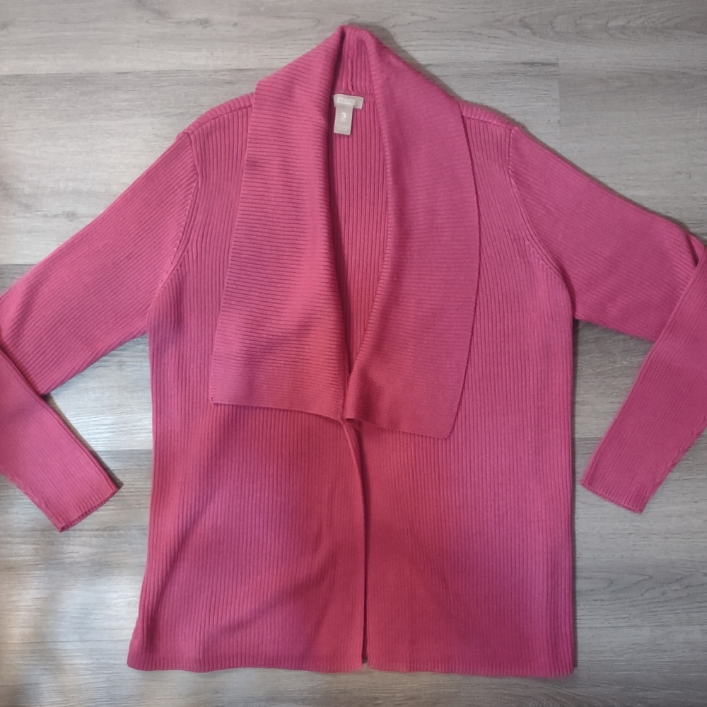 Chico's Vibrant Pink Open Front Cardigan Sweater